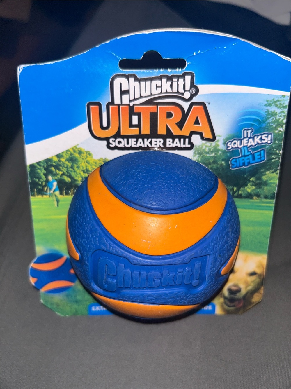 Chuckit! Ultra Squeaker Ball - Blue & Orange